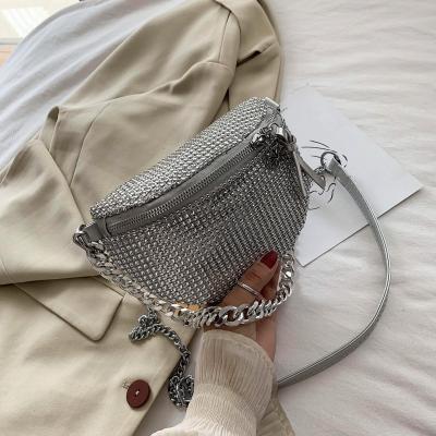 China Fashion Diamond Crossbody Bags for Women Shoulder Messenger Bag Handbag Lady Waist Pack Small Chain Sling Bag for sale