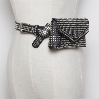 China 70cm-87cm Fashion Rivets Waist Pack Mini Pussy Designer Girls Belt Bag Wallet Purse Punk Bowls Packs Small Bag Waist Women Luxury Phone Bag for sale