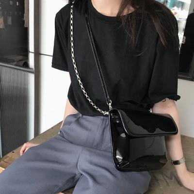 China Handbag/Messenger Bag/Cross Shoulder Bags - Body Bags Black Patent Leather Women's Messenger Bag Brand Design Chain Sling Bag Female Cross - Body Bags Wallet bolsa feminina mobile for sale