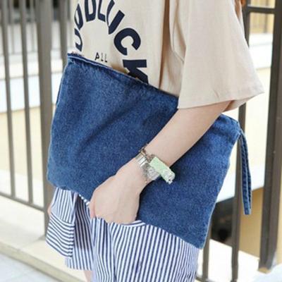 China Blue Lady Casual Handbag Wallets de bracelets de Bolsa Feminina blue women's clutches denim canvas clutch bag fashion women for sale