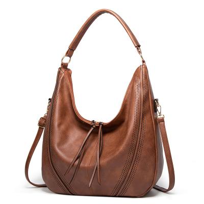 China Lady's Tall Purse Brand Hobos Casual Women's Handbag PU Trim Leather Female Shoulder Bag Tassel Tote Bags For Ladies Hand Large Bags for sale