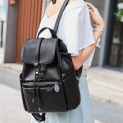 China Waterproof Women PU Leather Backpack Fashion Travel Wild Bag Large Capacity Korean Simple Backpack for sale