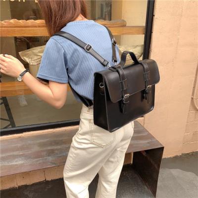 China Waterproof Korean Preppy Leather Female Vintage Pu Leather Backpack School Student Style Multifunctional Women Shoulder Lady Bags Totes for sale