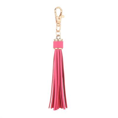 China Fashion Accessories For Bags Charm Cute Tassel Key Chain Women Tassel Hanging PU Leather Pendant Tassels Car Key Ring Ornaments Jewelry for sale