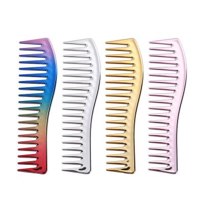 China Usual Direct Wide Tooth Comb Factory Life Time Oil Comb Portable Electroplating Hair Curling Comb for sale