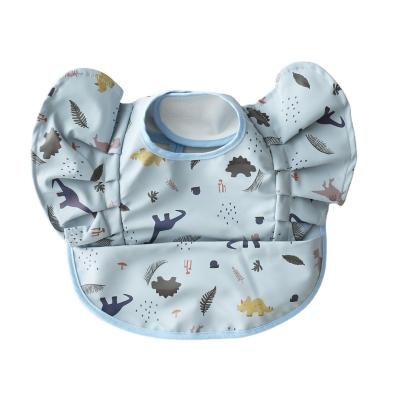 China Baby Reverse Dressing Kids Antibacterial Waterproof Eat Bib Angel Wings Bib PU Bib Baby Food Supplement Waterproof Cover for sale