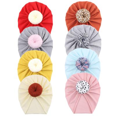 China Wholesale 100% Cotton Baby Headdress Hat Donut Flower Baby Photo Headwear Newborn Newborn for sale