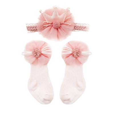 China Character Baby Gift Princess Style 3D Flower Set Baby Bangs + Headband Baby Gift Kit for sale