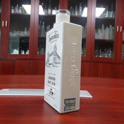 China White Beverage Spray 350ML Mini Square Glass Spirit Liquor Bottle Empty Glass Liquor Bottle for sale