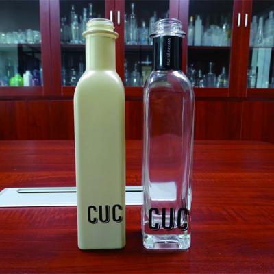 China Square 250ML Olive Oil Empty Bottle 250ML Olive Cooking Oil Transparent Beverage Bottle for sale