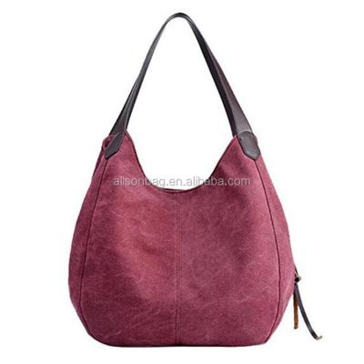 China Fashion Women Canvas Handbags Ladies Casual Vintage Tote Hobo Sling Shoulder Bags for sale