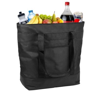 China Cold and Hot Thermal Outdoor Picnic Tote Shopping Cooler Bag Thermal Foil Whole Foods Tote Insulated Grocery Bag With Zipper for sale