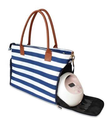 China Stylish Tote Moms Blue White Stripes Breast Pump Breast Pump Bags Spectra Tote Bag Premium Tote Bag for sale