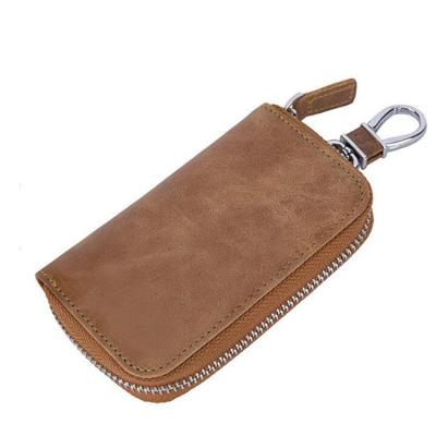 China Genuine Leather Zipper Pull Car Key Holder Case Wallet For Women Men for sale