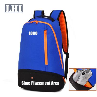 China Custom LHI Logo Outdoor Travel Hiking Waterproof Sneaker Bag Gym Backpack Sport Backpack with Shoe Compartment for sale