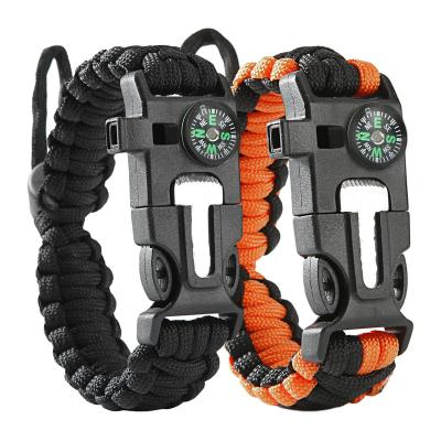 China Custom Multifunction Paracord Adjustable Outdoor Survival Starter Fire Starter Multifuntion Tactical Paracord Survival Bracelet for sale