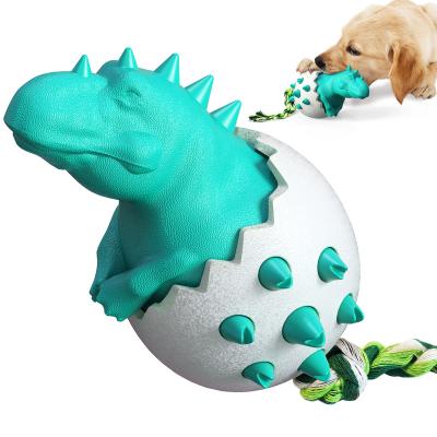 China Factory Wholesale TPR Viable Rubber Interactive Indestructible Dog Toy For Aggressive Chewing Dinosaur Egg Pet Chew for sale