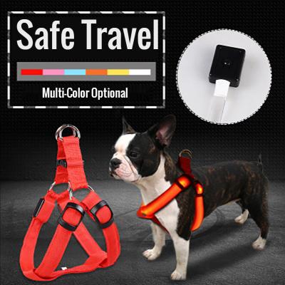 China Lights Wholesale Custom Safety Night Safety Adjustable Rechargeable Nylon Pet Led Flashing Dog Harness For Dog for sale