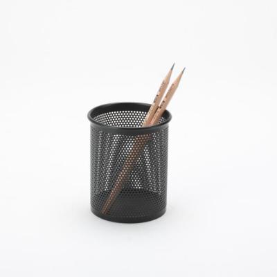 China Storage Metal Punched Round Pencil Holder Pen Cup Office Supplies for sale