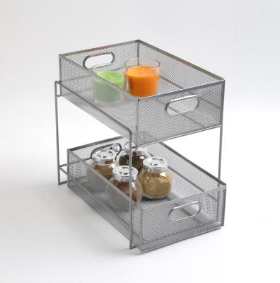 China Durable Mesh Sliding Kitchen Cabinet Basket Organizer, Tier 2 for sale