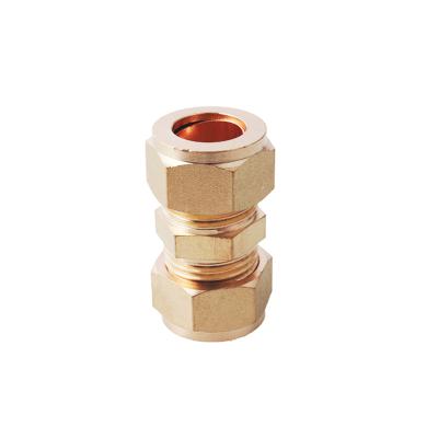 China Industrial Brass Water Gas Oil Water Oil Straight Connector / Compression Double Fittings Copper Fittings For Copper Pipe for sale