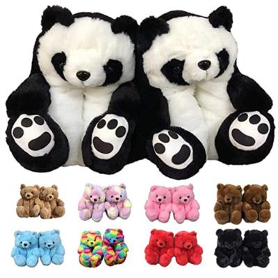 China Bear Anti-slippery Fluffy Slippers Fuzzy Slippers Winter Luxury Ladies Comfortable Cute Panda Slippers For Women for sale