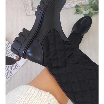 China Other Plus Size Designer Luxury Chunky Heel Women Platform Boots Slip On Punk Cool Street Fashion Boots for sale