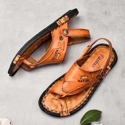 China Genuine Italian Men's Genuine Leather Flats Men's Leather Shoes Thong Sandals Slippers Men's Casual Shoes for sale