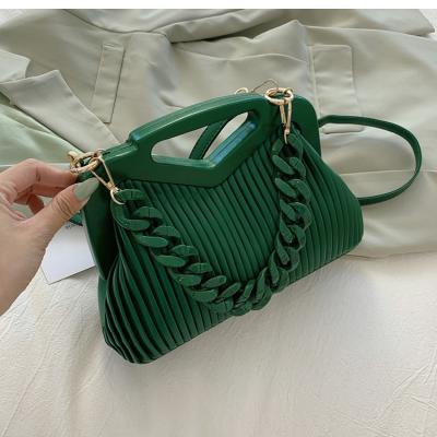 China Fashion Leather Handbags For Women Inverted Triangle Bags Handle Hand Pocket Fashion Cross - Female Tote Thick Chain Lady Satchel Body Bag for sale