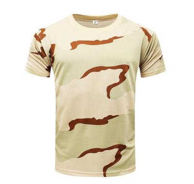 China Desert Military Uniform Tricolor Camouflage Shorts Sleeve T-shirt Camouflage T-shirt Anti-Shrink Tricolor Custom for sale