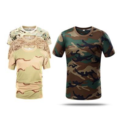 China Custom Tricolor Desert Military Uniform Camouflage Shorts Sleeve T-shirt Camouflage T-shirt Anti-Shrink Custom For Man for sale