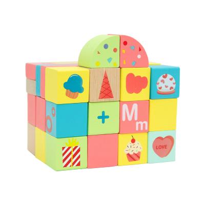 China Building Toy Wooden Educational Toys Colorful Soft Cube Building Block Sets For Kids Gift for sale