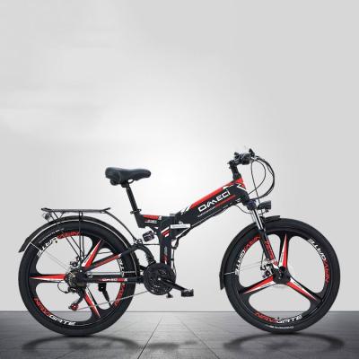 China Electric Bike 26 Inch One Wheel Motor 48V 350W 48V 10Ah Folding Electric Cycle Aluminum Alloy Electric Bike Black White Lithium Battery for sale