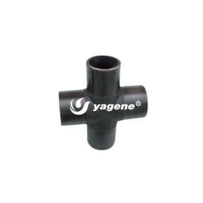 China PE100 YAGENE HDPE Water Pipe Fittings Butt Four Four Way Fusion Pipe Fittings Four Way HDPE Pipe Equal Cross PE100 Raw Material for sale