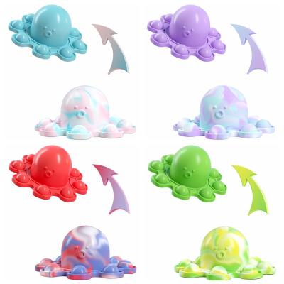 China Wholesale Face-Changing Reverse Octopus Hanging Double Sided Shaking Expression Silicone Key Chain Decompression Octopus for sale