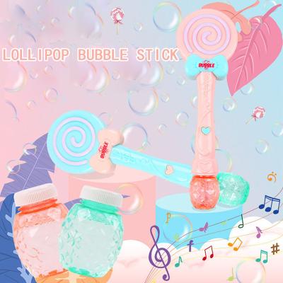 China Plastic Blowing Bubble Memory Maker Machine Summer Outdoor Musical Toys Electric Automatic Stick Blowing Magic Wand With Light For Kids for sale