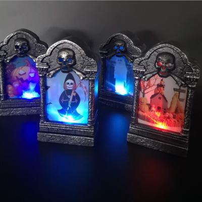 China Halloween Party Decoration Halloween Party Decoration Retro Prop Headstone Tombstone Light Box Headstone Ornament Halloween Led Light for sale