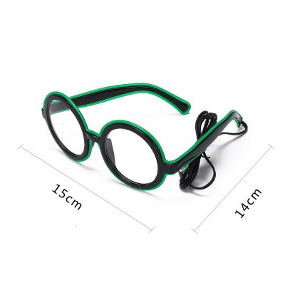 China Party Glasses Round EL Wire Lead Glasses Neon Glowing Light Up Glasses For Halloween Christmas Party for sale