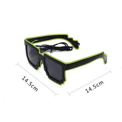 China 2021 Party Glass Light Up Glass Neon Shutter Led Mosaic Festival Praise Flashing Party Led Eye EL Glasses for sale