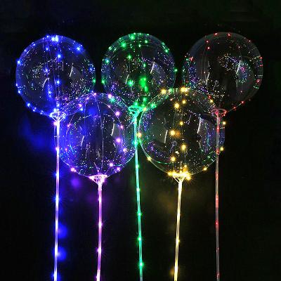 China The Gift Toy Wholesale 18inch 20inch Bobo Balloon With Light Bulb Transparent Romantic Led Christmas Valentine Led Bobo Ballon Birthday for sale