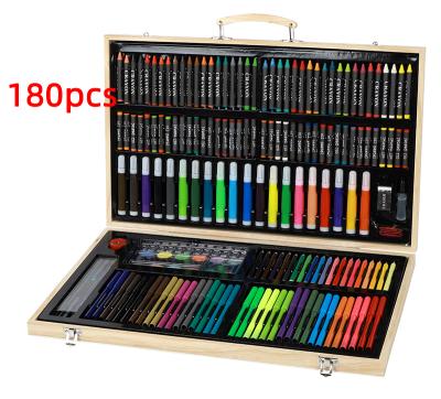 China 180PC 220PC Wooden Box Color Watercolor Pen Wooden Box Set 59 Pen Set Children Environmental Protection for sale