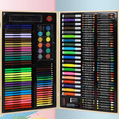 China Paint 220 Pcs Draw Painting And Create Kids Art Set With Automatic Double Sided Easel for sale