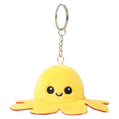 China Styles and colors are randomly assorted 10cm Flip Octopus Reversible Keychain Stuffed doll expression key chains for sale