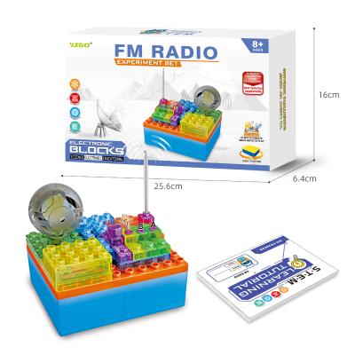 China DIY Building Blocks Learn 29 Pcs Electronic Fm Radio Circuit Kids Plug-in Science Education Physics Toys Electrical Building Blocks for sale