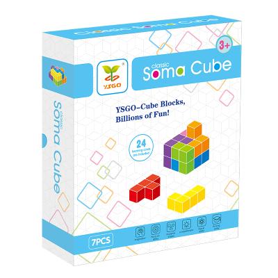 China Educational Toy Early Educational Toys Cube Blocks with 36pcs Form Soma Cube Cards For Kid Classic for sale