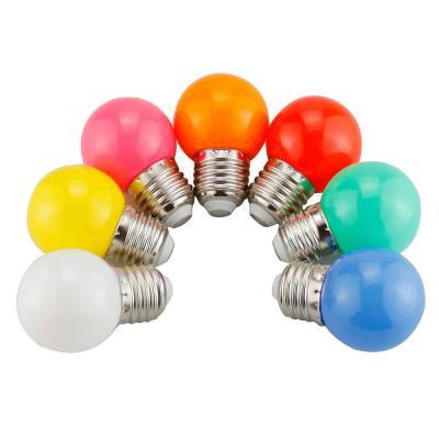 China Residential Outdoor Plastic Shell 1W E27 G45 Lighting Party Colored Used Led Light Bulbs for sale