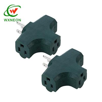 China LED Panel Lights 3 Prong T Shape Green Plastic Electrical Socket Home Use for sale