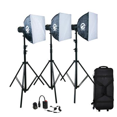 China Cononmark 2.4G 3x 200Ws Wireless Lightning Heads Flash Studio 600aWs Kit with CF200 Bag Carry Kit for sale