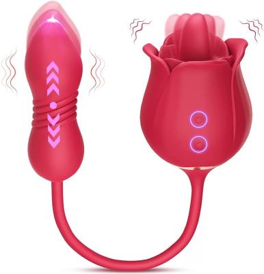 China Hedone Silicone+ABS Tongue Rose Vibrator Toy for Women Vibrator Licking Clitoris Vibrator Roses with Tongue Stimulator for sale