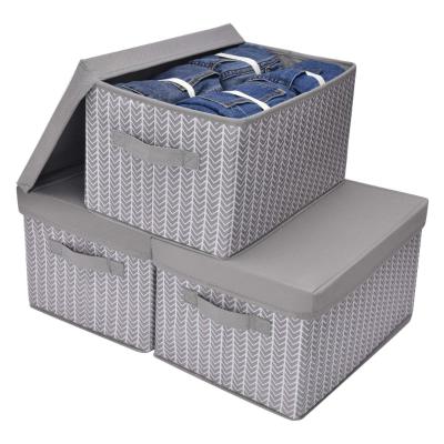 China Sustainable Cabinet 3-Pack Box For Large Organization Storage Baskets Gray Storage Bins With Lids for sale